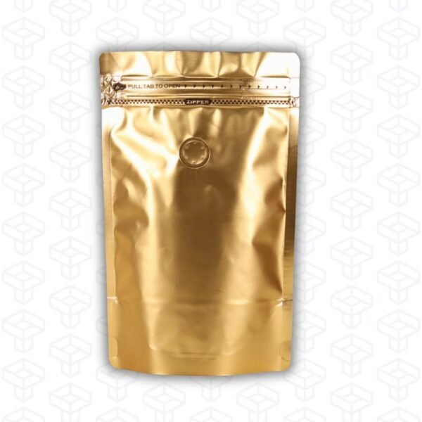 Bolsas para Café Stand-Up con Válvula y Zipper | Dorado | 50 bolsas por pack