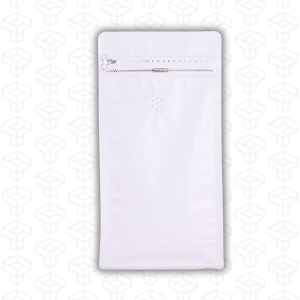 Bolsas para Café Fondo Plano con Válvula y Zipper | Blanco | 50 bolsas por pack