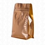 Bolsas para Café Fondo Plano con Válvula y Zipper | Dorado | 50 bolsas por pack
