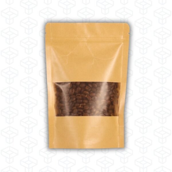 Doypack Stand Up Kraft con Ventana y Zipper - 50 bolsas por pack